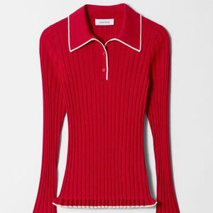 Rib-Knit Polo Shirt